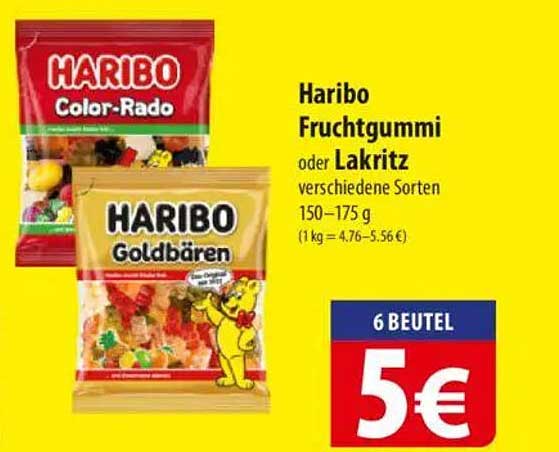 Haribo Fruchtgummi oder Lakritz - 6 Beutel für nur 5€