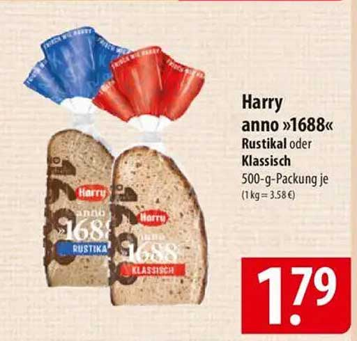 Harry anno »1688« Rustikal oder Klassisch 500-g-Packung