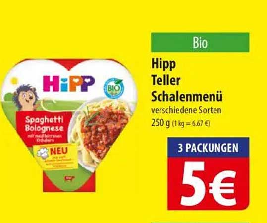 Hipp Teller Schalenmenü Spaghetti Bolognese – 3 Packungen für nur 5 €
