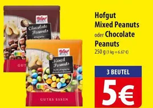 Hofgut Mixed Peanuts oder Chocolate Peanuts 250 g