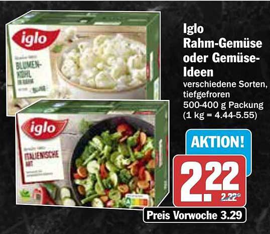 Iglo Rahm-Gemüse oder Gemüse-Ideen, verschiedene Sorten, tiefgefroren