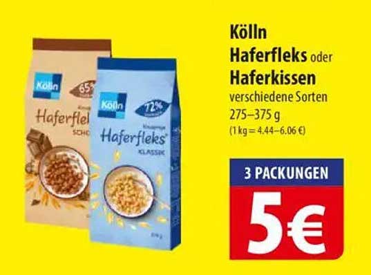 Kölln Haferfleks oder Haferkissen 275-375 g für nur 5 €