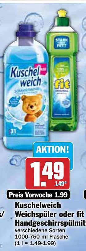 Kuschelweich Weichspüler oder fit Handgeschirrspülmittel