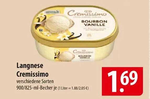 Langnese Cremissimo Bourbon Vanille - 900/825-ml-Becher