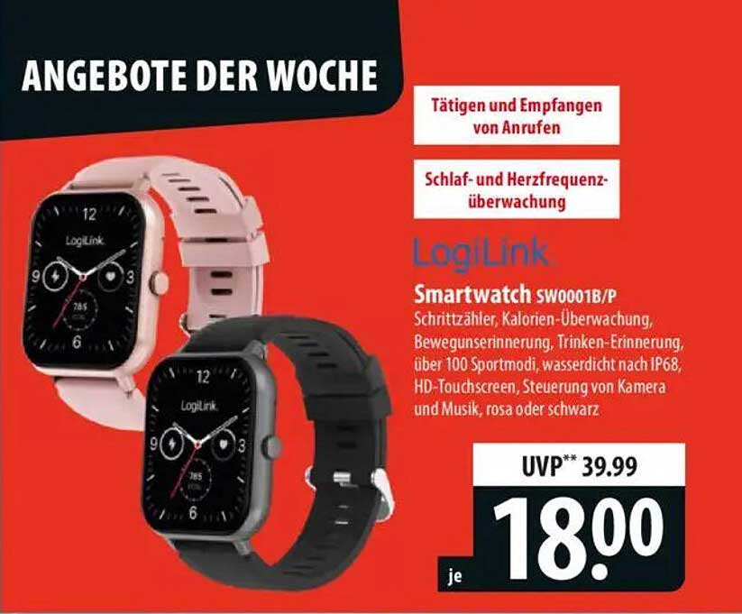 LogiLink Smartwatch SW0001B/P - Angebote der Woche