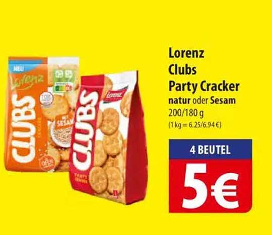Lorenz Clubs Party Cracker natur oder Sesam