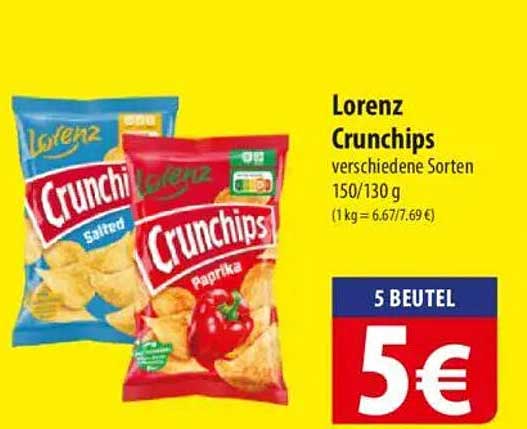 Lorenz Crunchips verschiedene Sorten 150/130 g