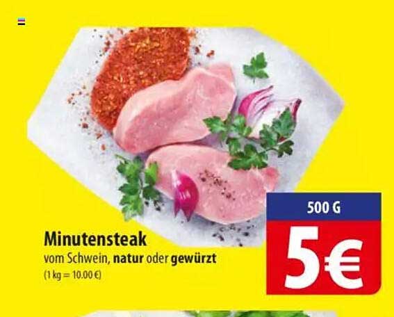 Minutensteak vom Schwein, natur oder gewürzt