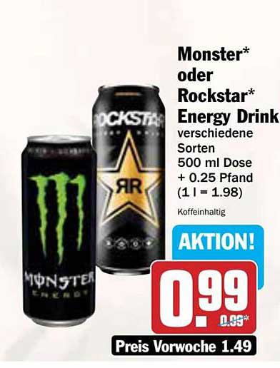 Monster* oder Rockstar* Energy Drink 500 ml Dose