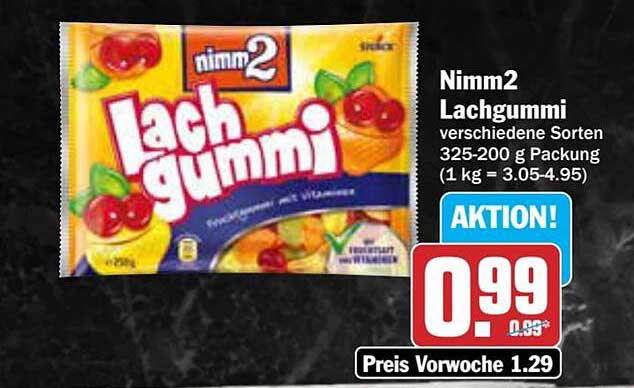 Nimm2 Lachgummi verschiedene Sorten 325-200 g Packung