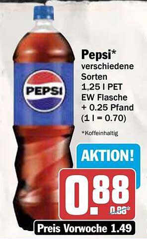 Pepsi* verschiedene Sorten 1,25 L PET Flasche