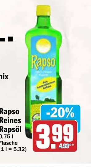 Rapso Reines Rapsöl 0,75 L
