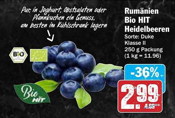 Rumänien Bio HIT Heidelbeeren 250 g