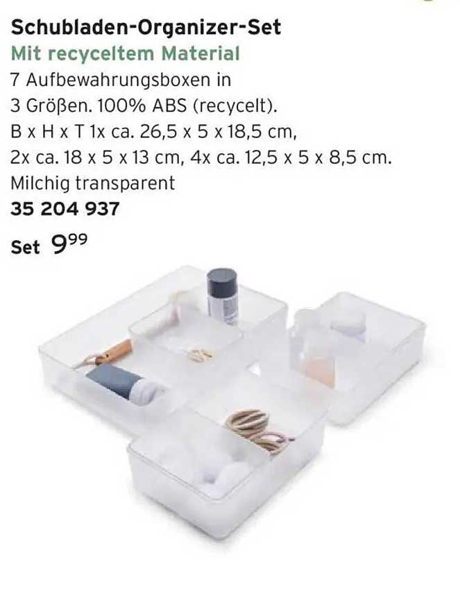 Schubladen-Organizer-Set mit recyceltem Material