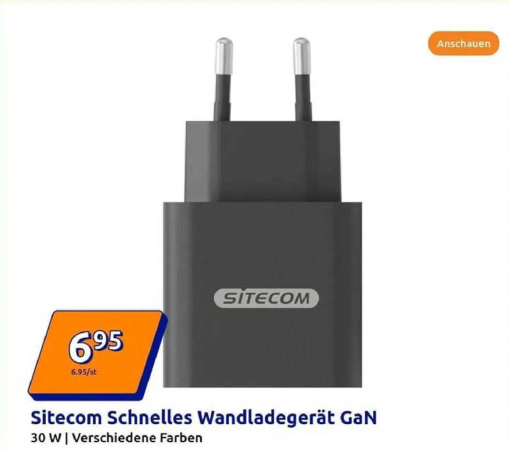 Sitecom Schnelles Wandladegerät GaN 30 W | Verschiedene Farben