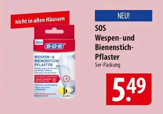 SOS Wespen- und Bienenstich-Pflaster 5er-Packung
