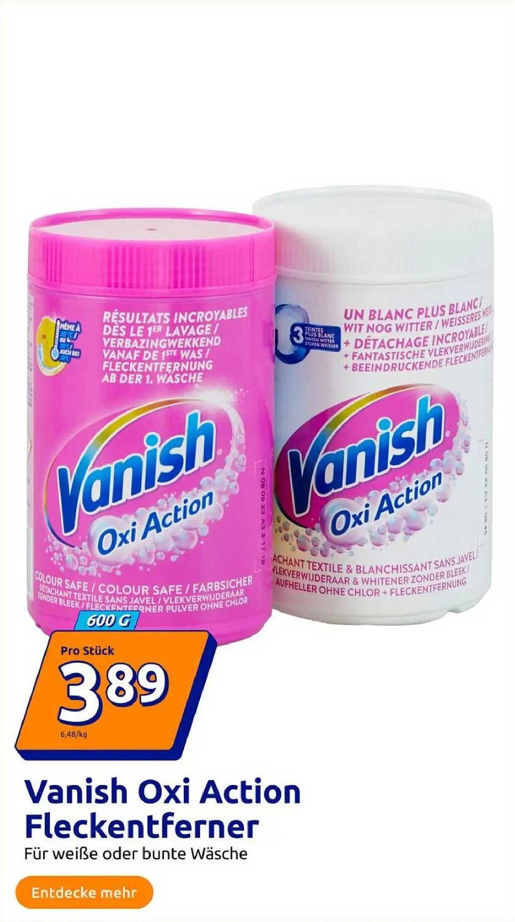 Vanish Oxi Action Fleckenentferner für weiße oder bunte Wäsche