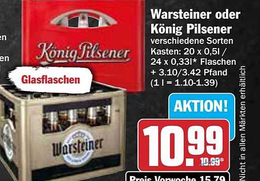 Warsteiner oder König Pilsener Kasten 20 x 0,5l