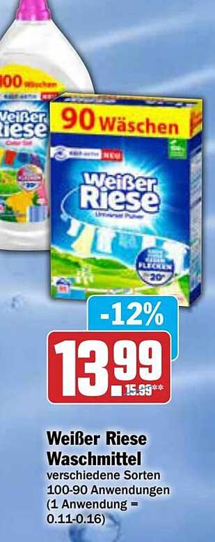 Weißer Riese Waschmittel - verschiedene Sorten 100-90 Anwendungen