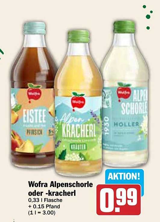 Wofra Alpenschorle oder -kracherl 0,33 l Flasche – Aktion!