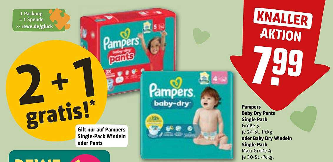 2 + 1 gratis auf Pampers Windeln oder Pants