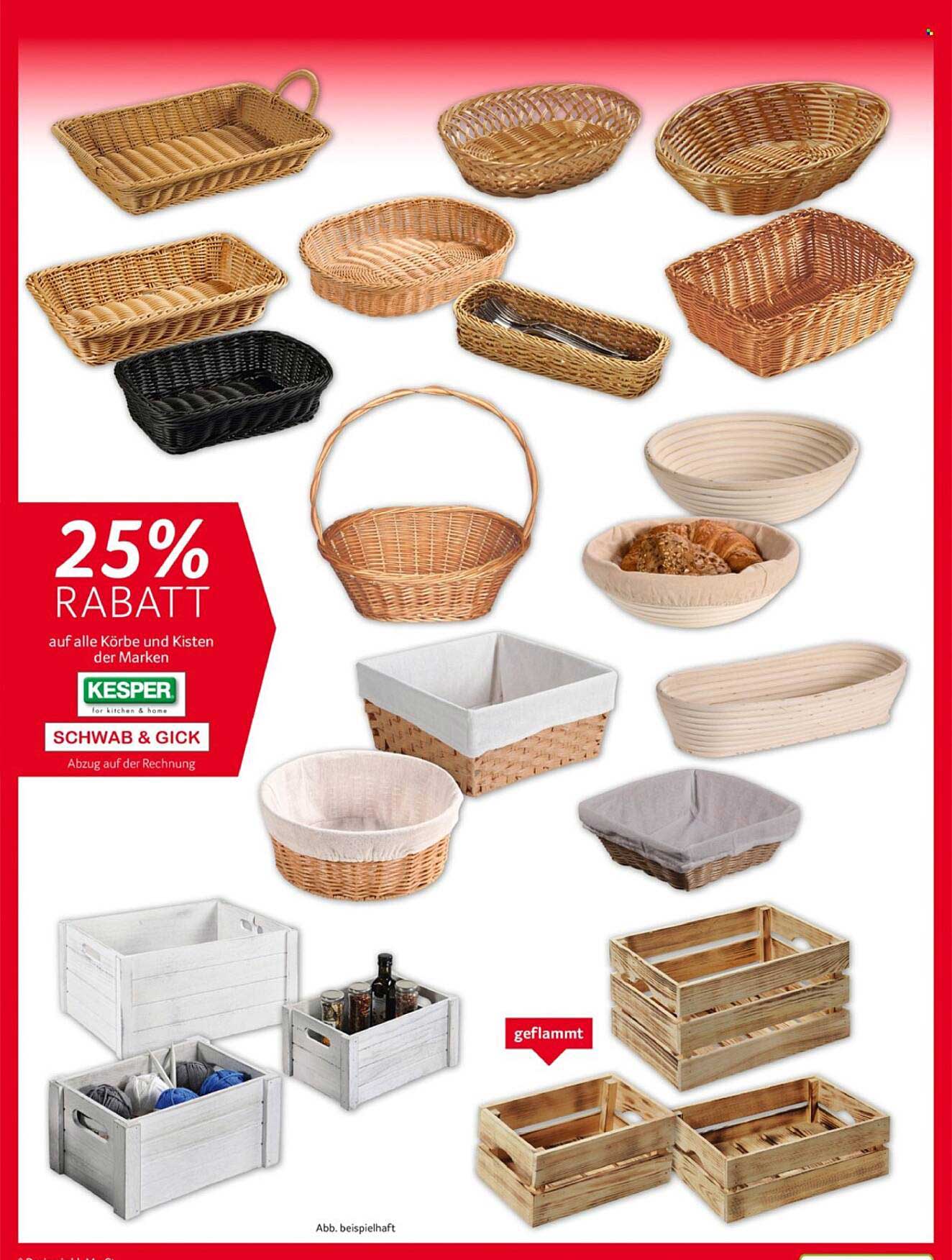 25% Rabatt auf alle Körbe und Kisten der Marken KESPER, Schwab & Gick