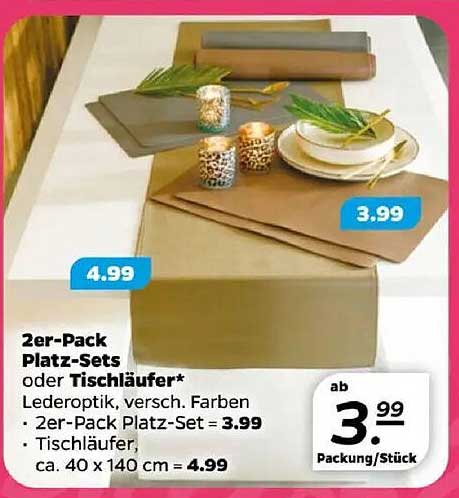 2er-Pack Platz-Sets oder Tischläufer in Lederoptik – verschiedene Farben