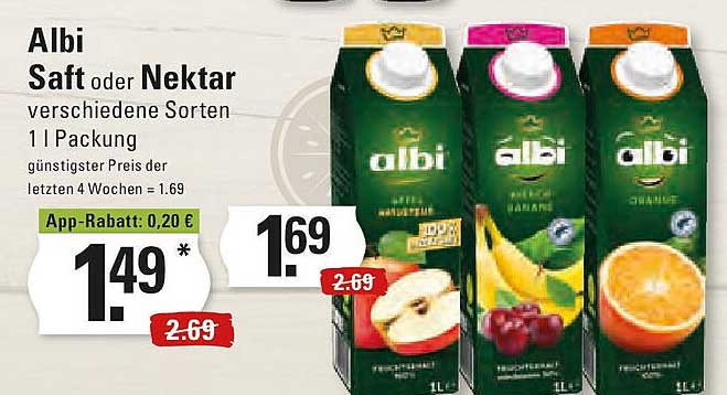 Albi Saft oder Nektar verschiedene Sorten 1 l Packung