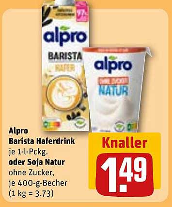 Alpro Barista Haferdrink oder Soja Natur 1-l-Pckg.