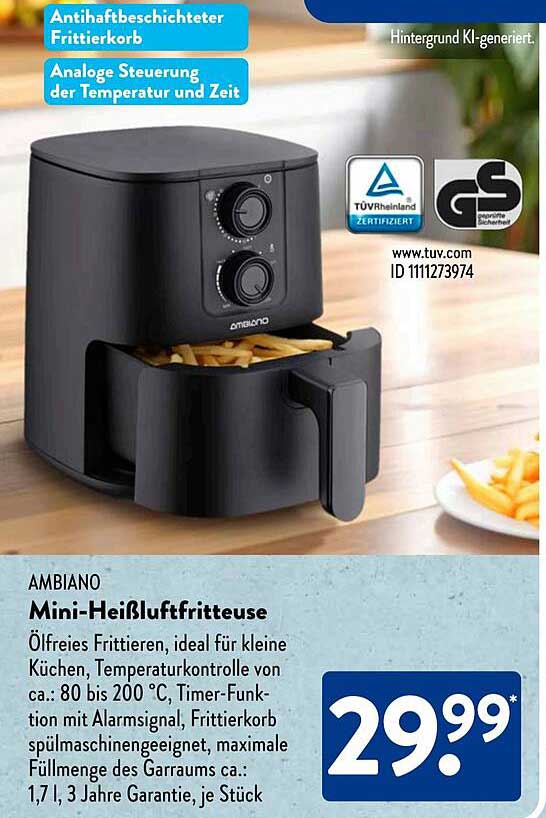 AMBIANO Mini-Heißluftfritteuse