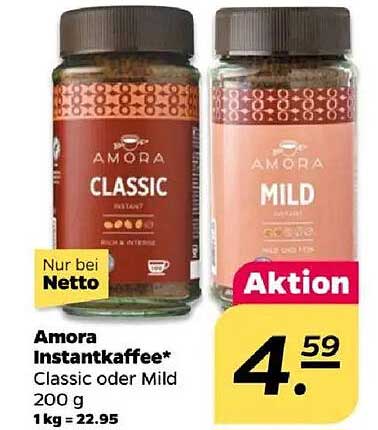 Amora Instantkaffee Classic oder Mild 200 g