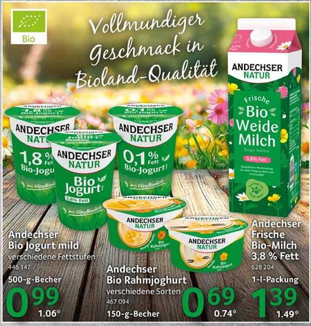 Andechser Natur Bio Jogurt und Bio Milch Angebote