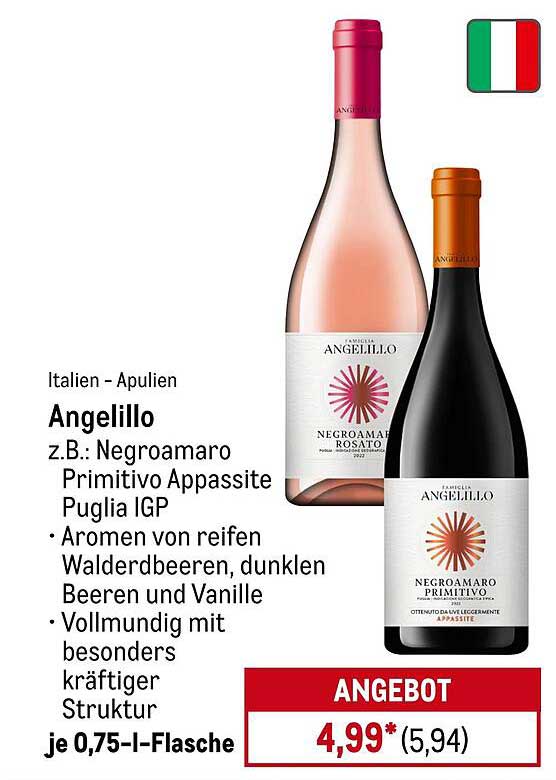 Angeliillo Negroamaro Primitivo Appassite Puglia IGP - 0,75l Flasche