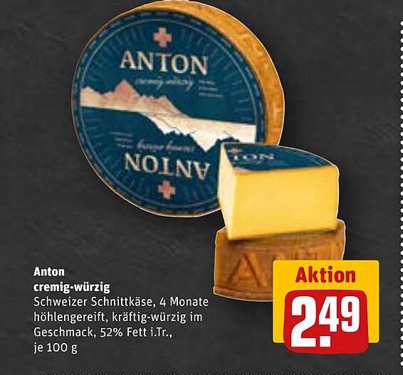 Anton cremig-würzig Schweizer Schnittkäse, 4 Monate höhlengerieben