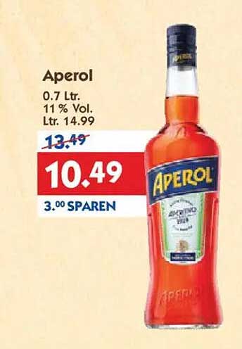 Aperol 0.7 Ltr. - jetzt für nur 10,49 €