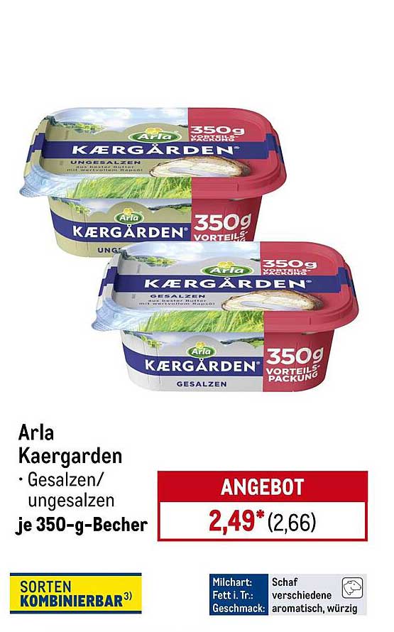 Arla Kærgården – Gesalzen/ungesalzen je 350-g-Becher