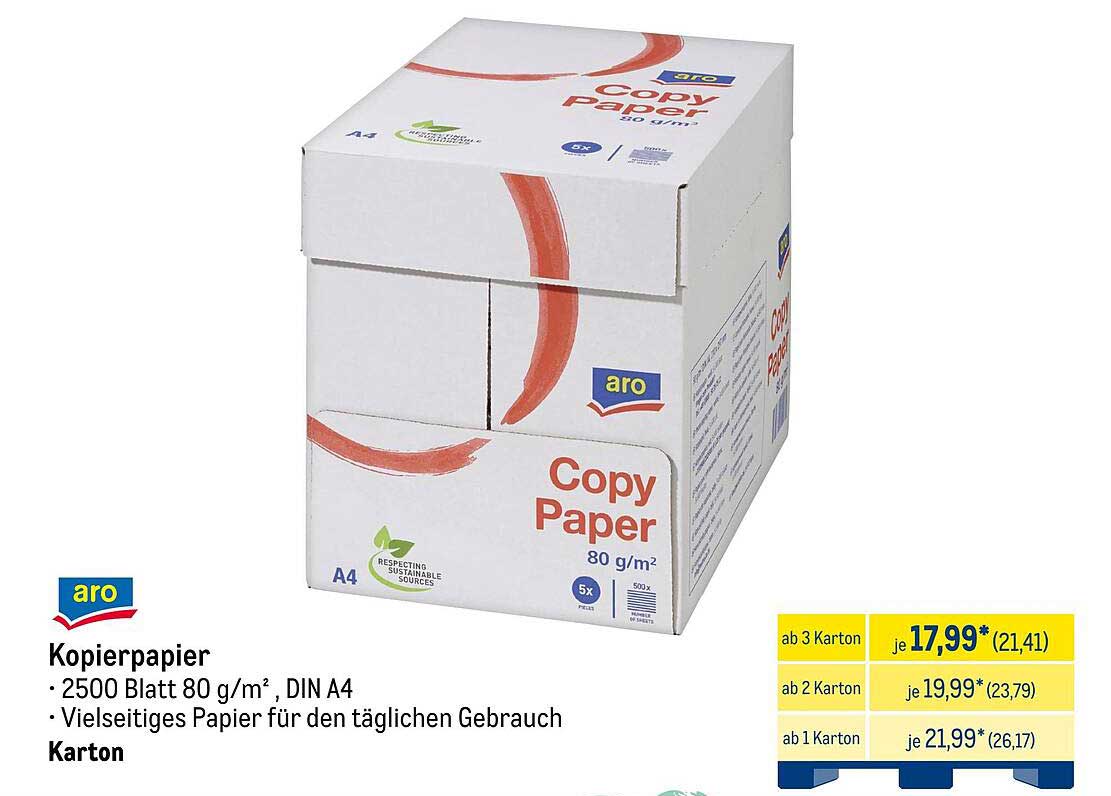 aro Kopierpapier - 2500 Blatt, 80 g/m², DIN A4