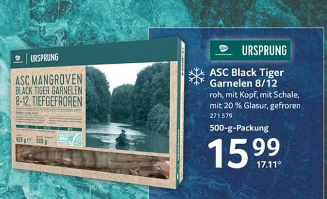 ASC Black Tiger Garnelen 8/12, tiefgefroren, 500-g-Packung