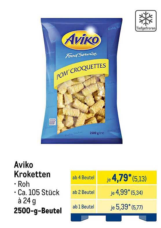 Aviko Krokettenset - Tiefgefroren im 2500-g-Beutel