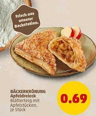 Bäckerkrönung Apfeldeieck - Blätterteig mit Apfelstücken, je Stück