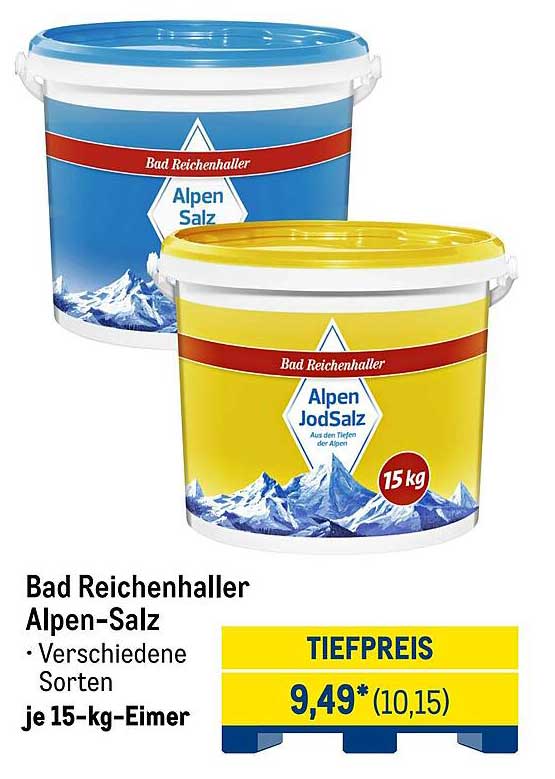 Bad Reichenhaller Alpen-Salz je 15-kg-Eimer - Verschiedene Sorten