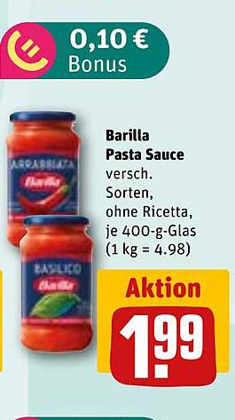 Barilla Pasta Sauce versch. Sorten, ohne Ricetta, je 400-g-Glas