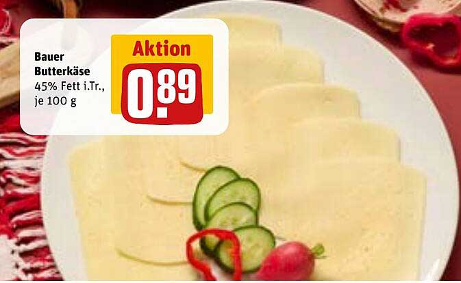 Bauer Butterkäse 45% Fett i.Tr., je 100 g