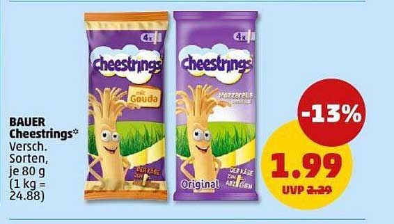 BAUER Cheestrings – Verschiedene Sorten, je 80 g