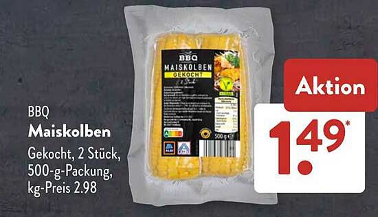 BBQ Maiskolben - Gekocht, 2 Stück, 500-g-Packung
