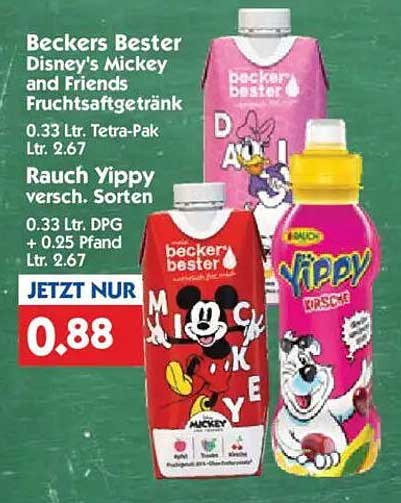 Beckers Bester Disney's Mickey and Friends Fruchtsaftgetränk & Rauch Yippy verschieden Sorten