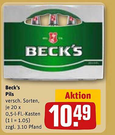 Beck’s Pils 20 x 0,5-Liter-Kasten – Aktion