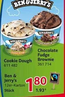 Ben & Jerry's 12er-Karton – Cookie Dough und Chocolate Fudge Brownie