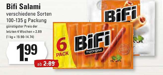 Bifi Salami verschiedene Sorten 100-135 g Packung
