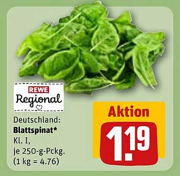 Blattspinat* Kl. I, je 250-g-Pckg.